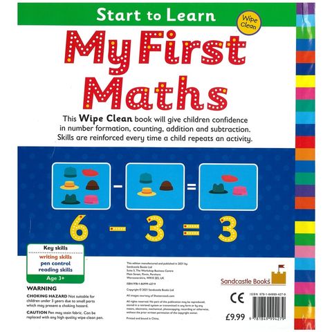 Wipe Clean Start to Learn My First Maths – Junior Page
