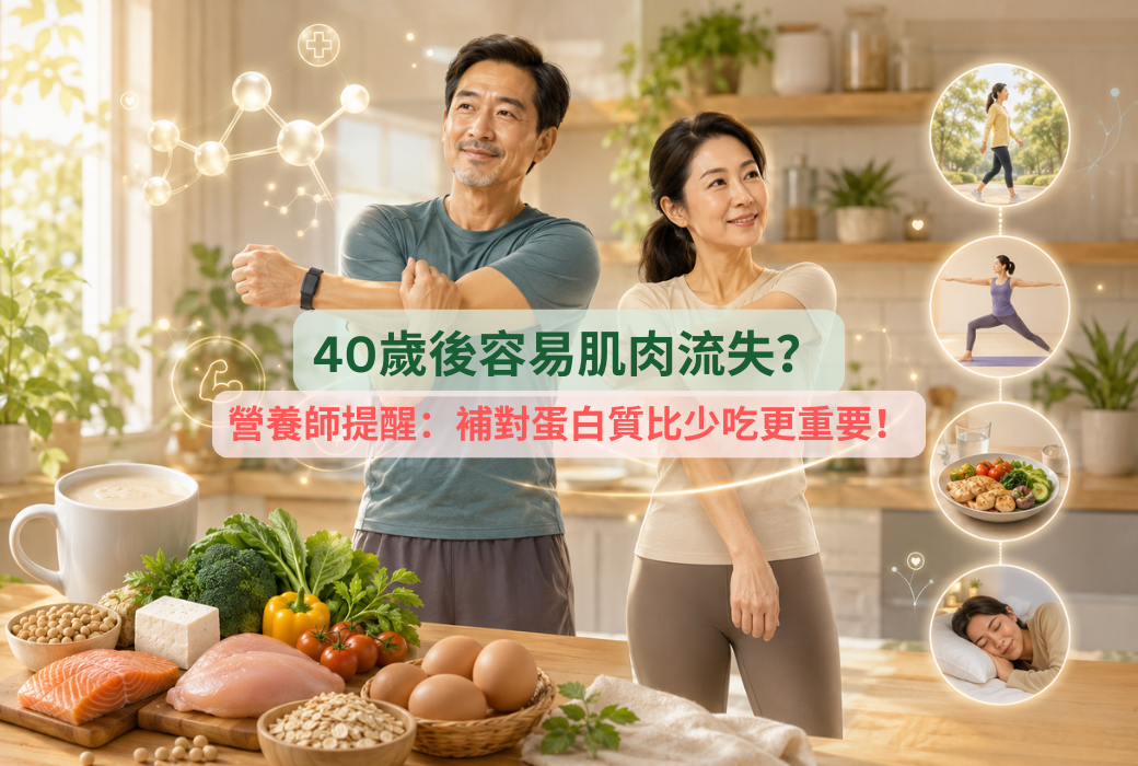 40歲後容易肌肉流失？營養師提醒：補對蛋白質比少吃更重要！