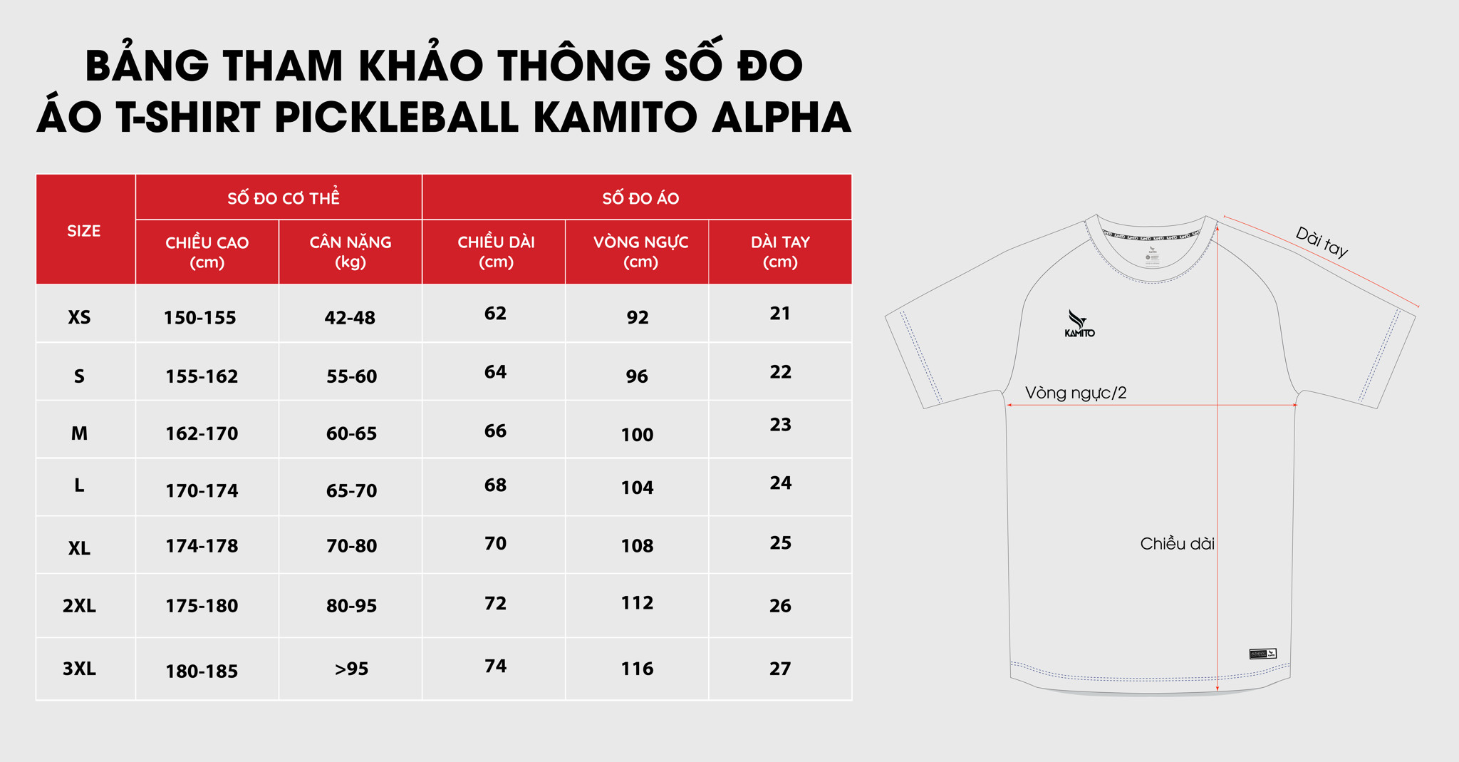 Áo T-shirt Pickleball Kamito Alpha V1