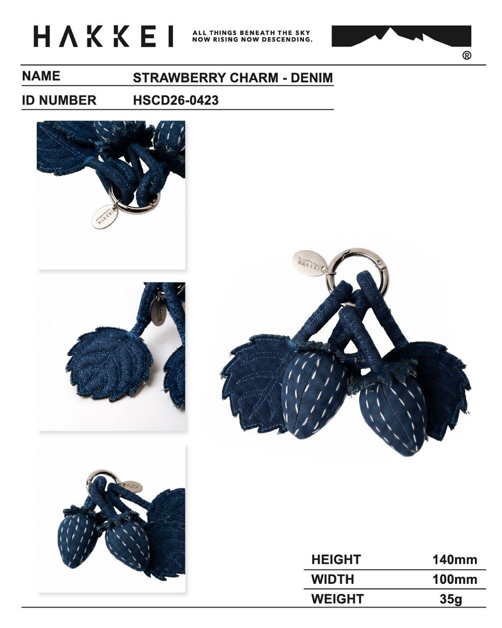 草莓吊飾 - 丹寧尺寸圖