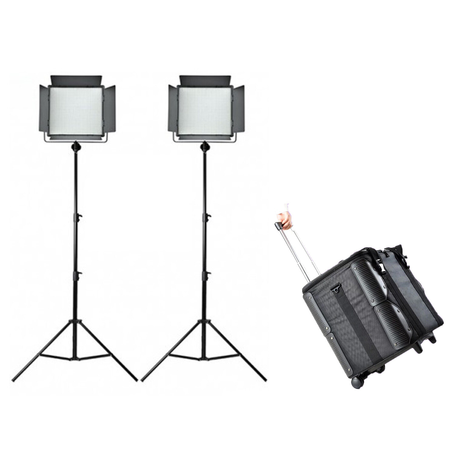 Godox LED1000Bi II Bi-Color DMX LED 2 Light Stand Kit With CB-10 Godox LED1000Bi II Bi-Color DMX LED 2 Light Stand Kit With CB-10