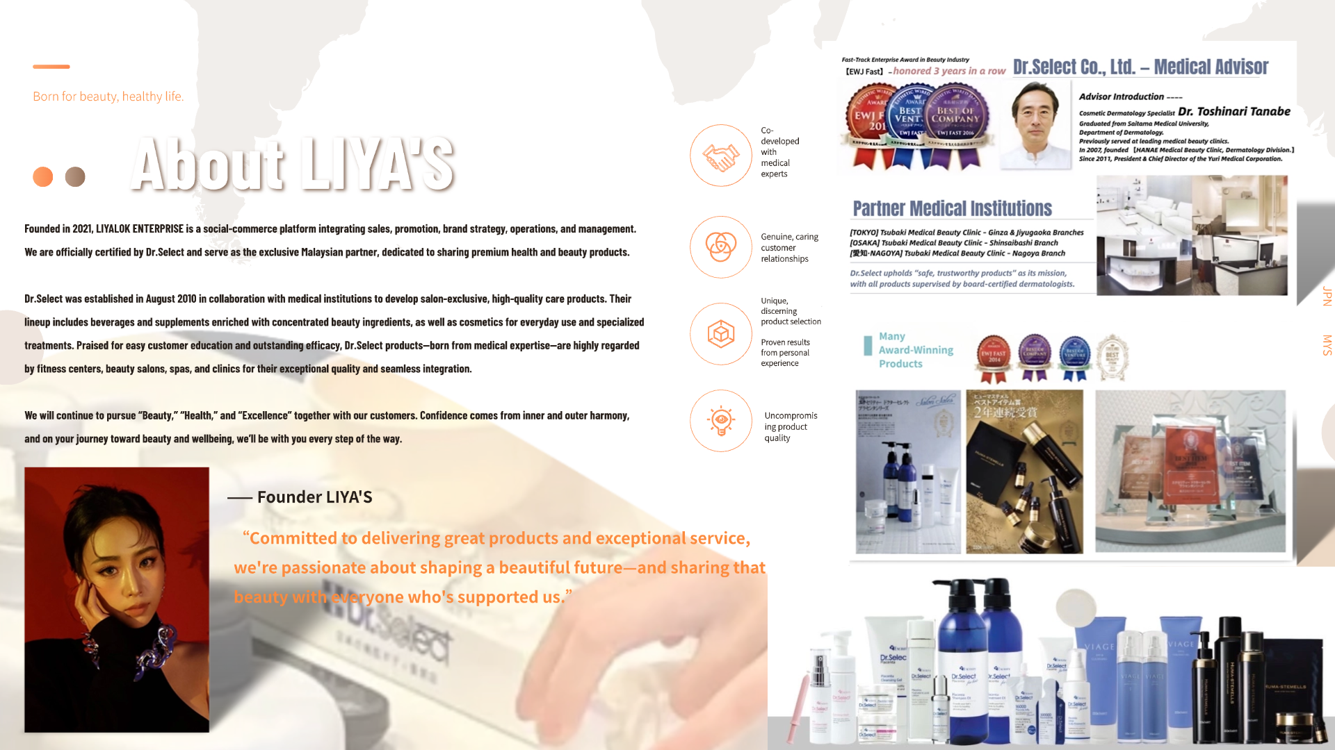 LIYA’S Brand Credentials & Dr.Select Exclusive Agency