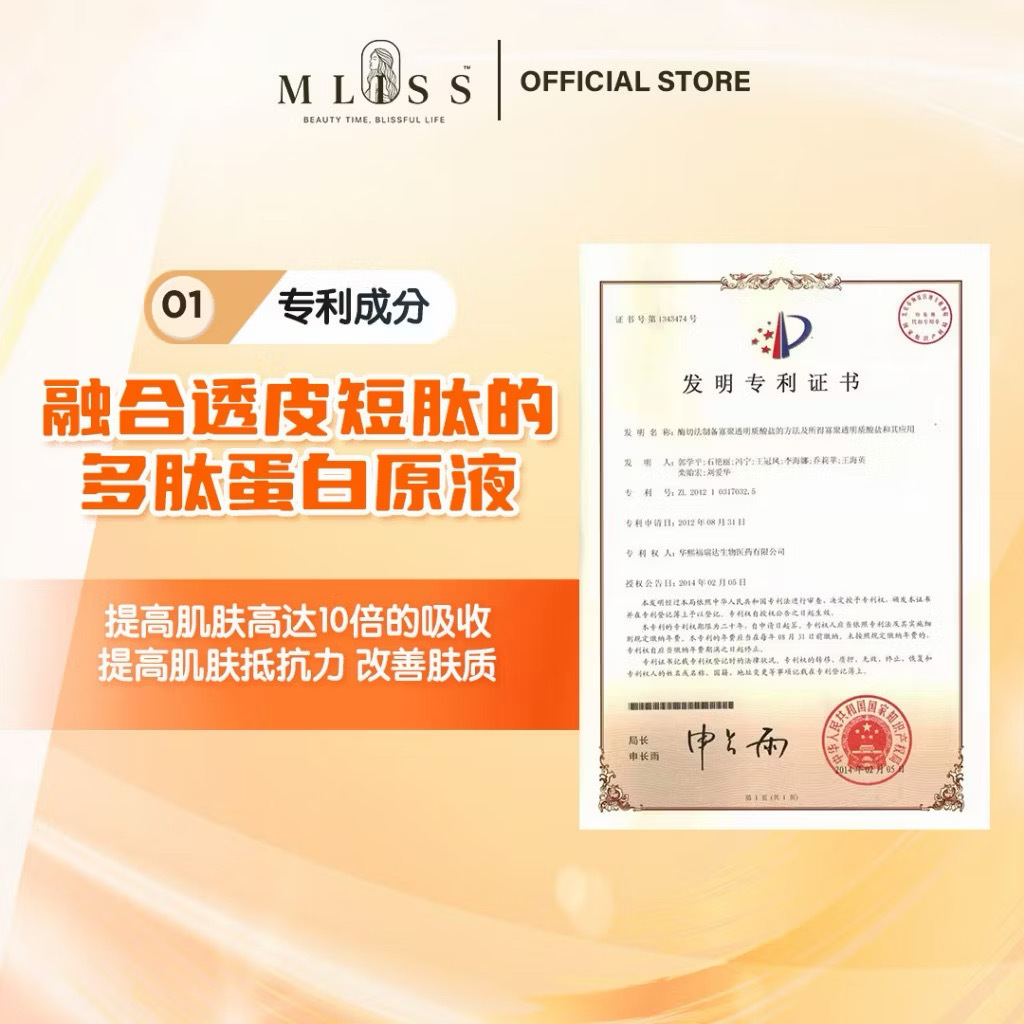 10倍吸收修复力：MLISS 专利多肽蛋白原液背书