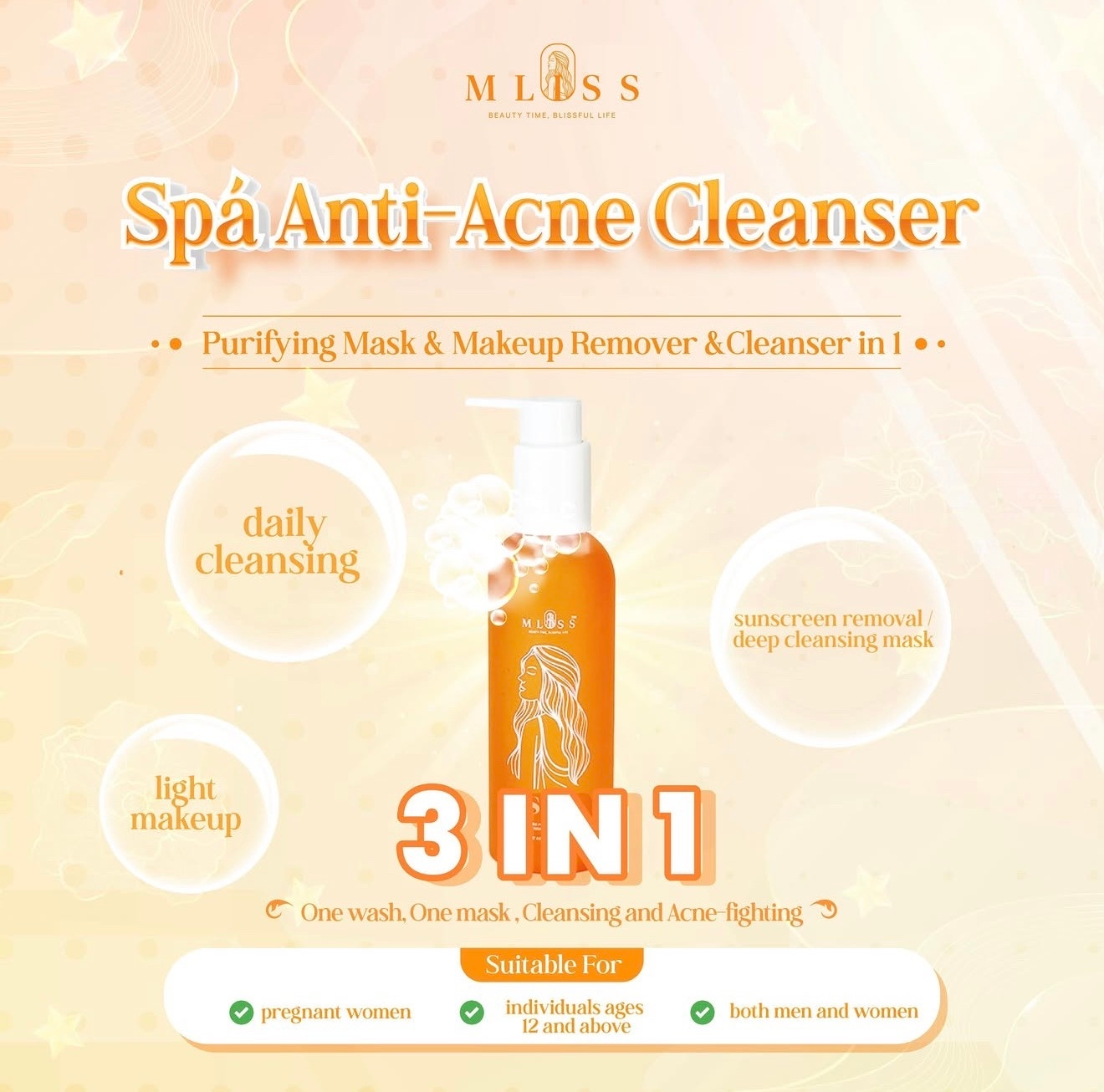 3-dalam-1 Pembersih Solekan & Masker Muka