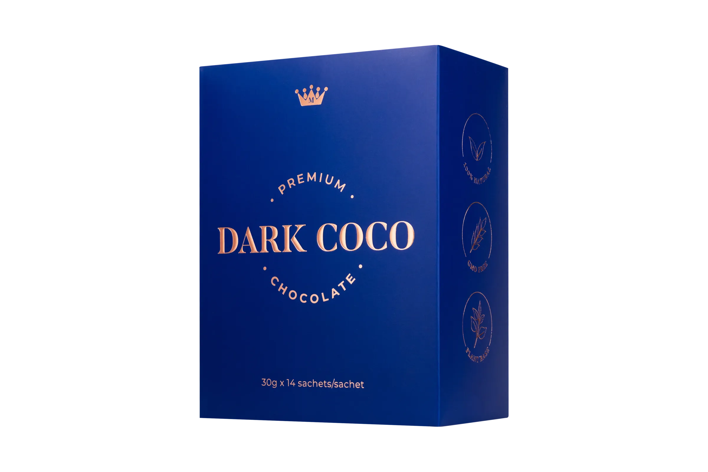 Dark Coco産品包裝，展示其用於燃脂和代謝平衡的功能。