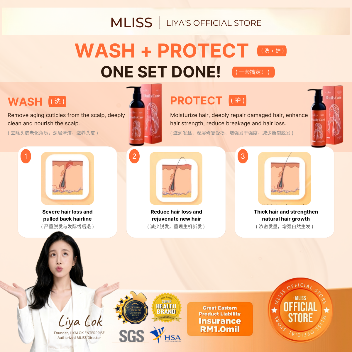MLISS 洗頭水與深層修護髮膜套裝 - 洗護二合一頭皮護理