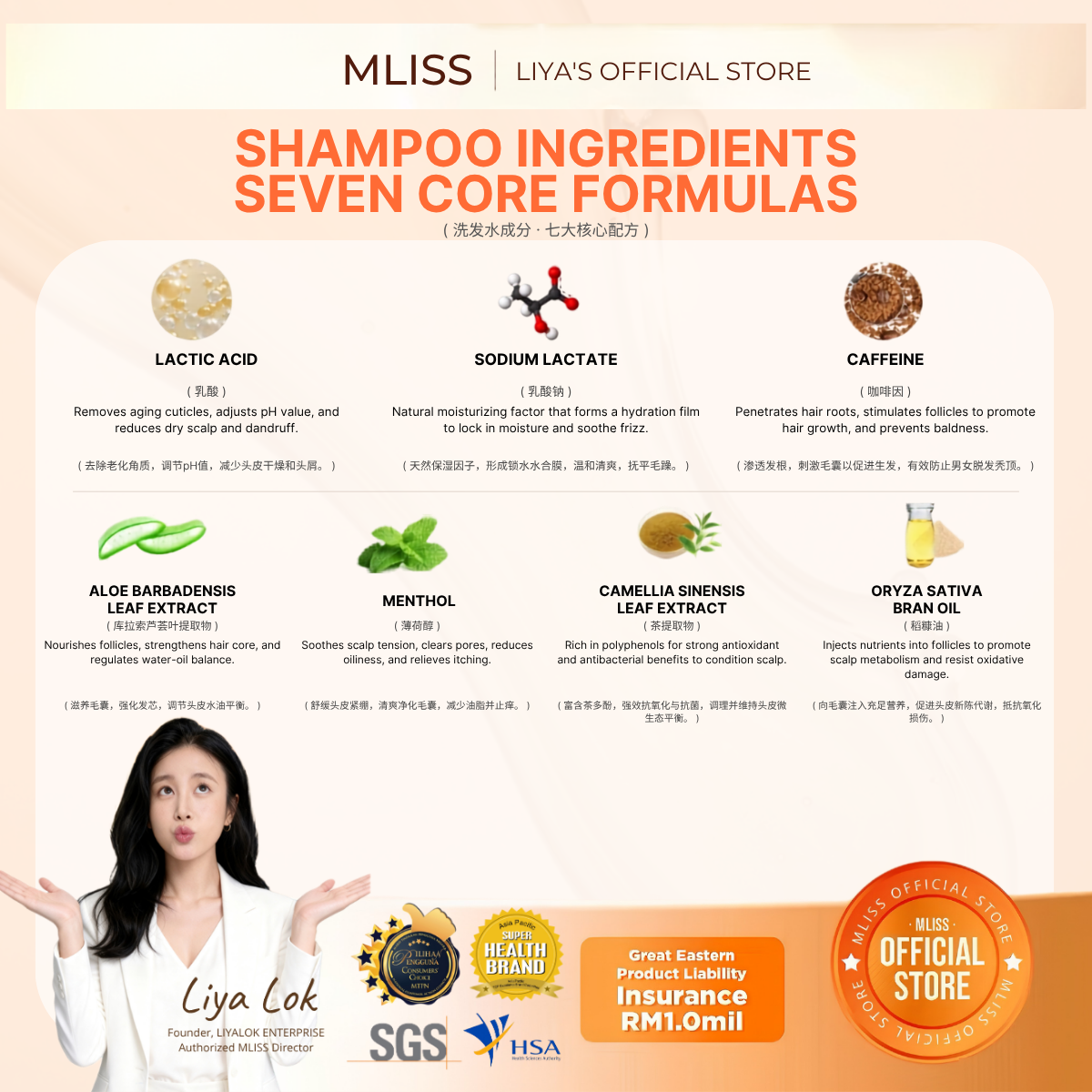 MLISS 洗頭水7大核心成分 - 溫和去頭油與弱酸性淨化
