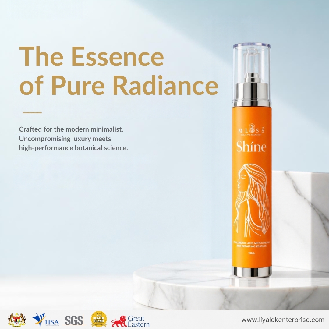 MLISS Shíne 15ml Luxury Golden Essence Bottle Minimalist Product Showcase