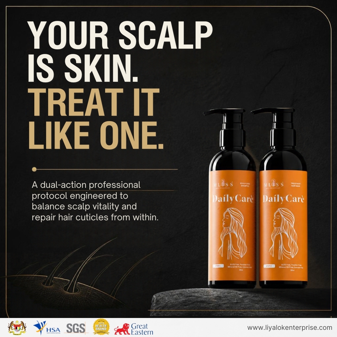 MLISS dual-action professional scalp and hair wellness value proposition infographic