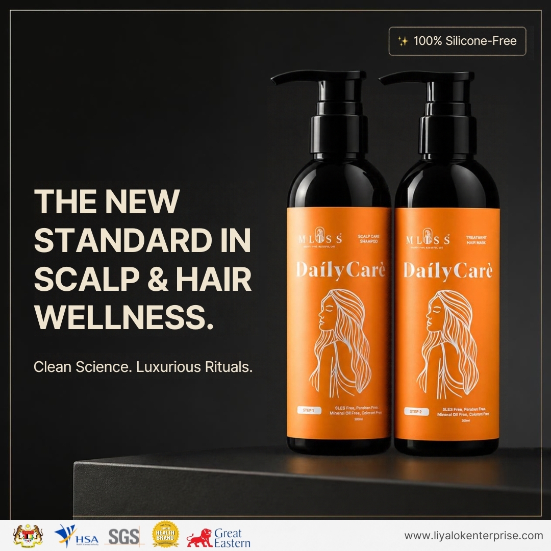 MLISS minimalist luxury scalp care shampoo and hair mask set cover banner for Singapore market