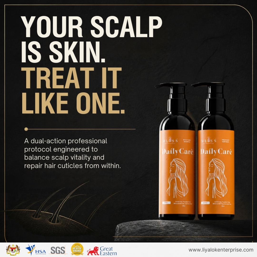 MLISS dual-action professional scalp and hair wellness value proposition infographic