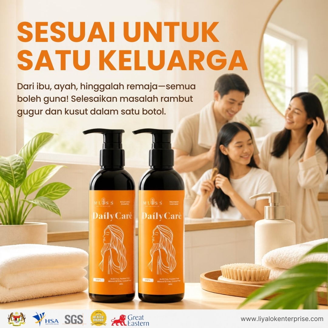 Produk penjagaan rambut MLISS sesuai digunakan oleh semua ahli keluarga