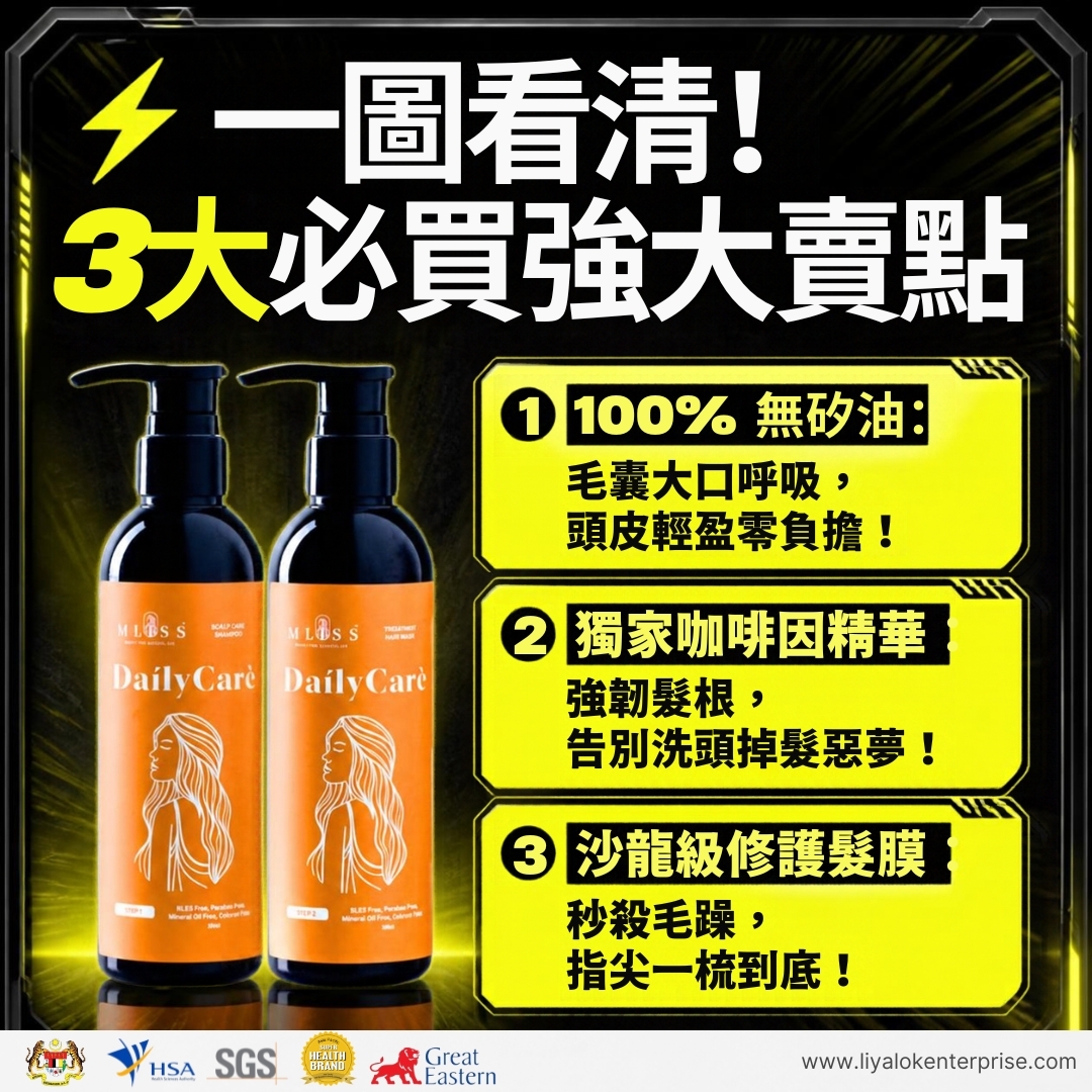 MLISS 無矽油洗髮水與咖啡因護髮膜3大核心賣點速覽
