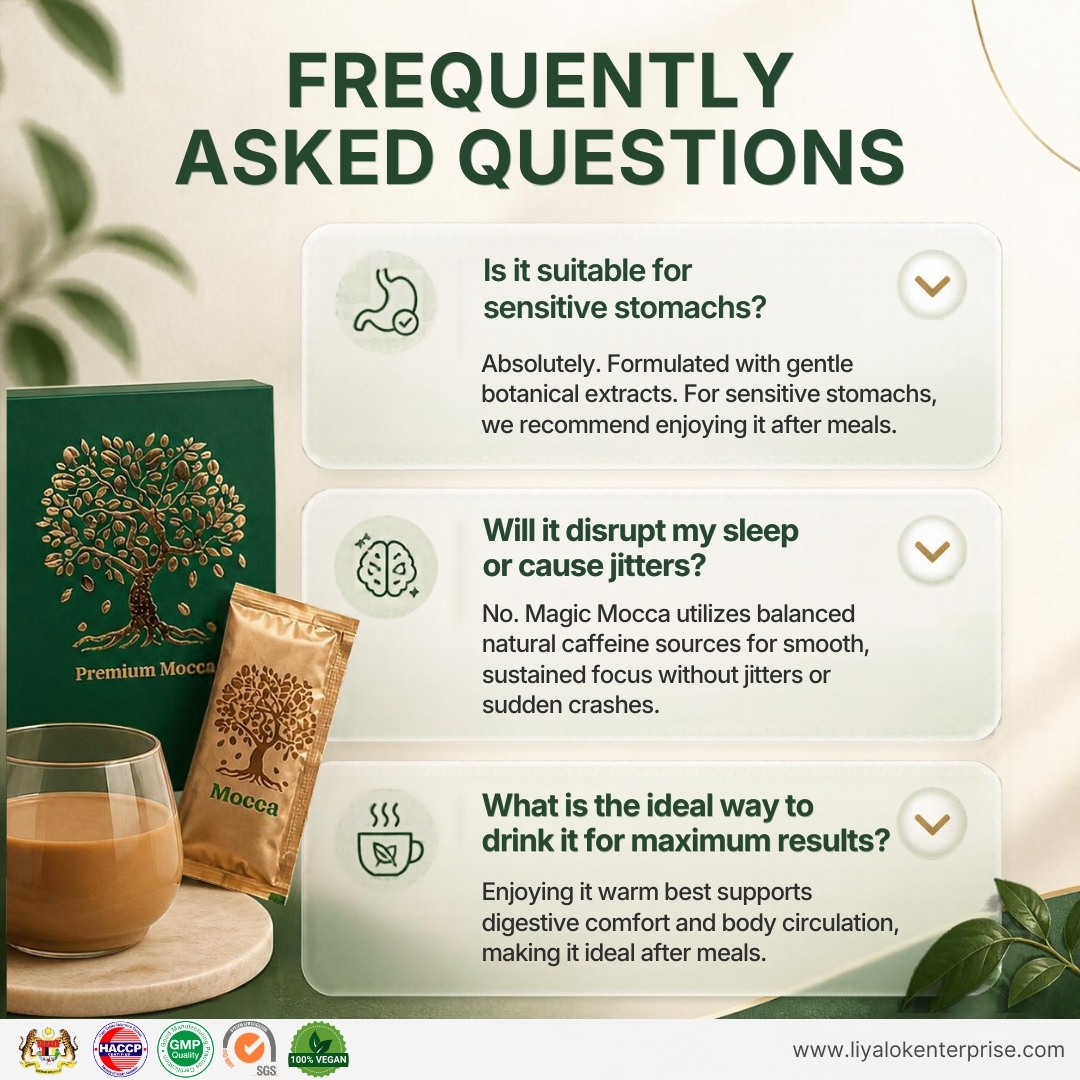 Premium Mocca FAQ - Post-Meal Safe for Sensitive Stomachs and Zero Palpitations
