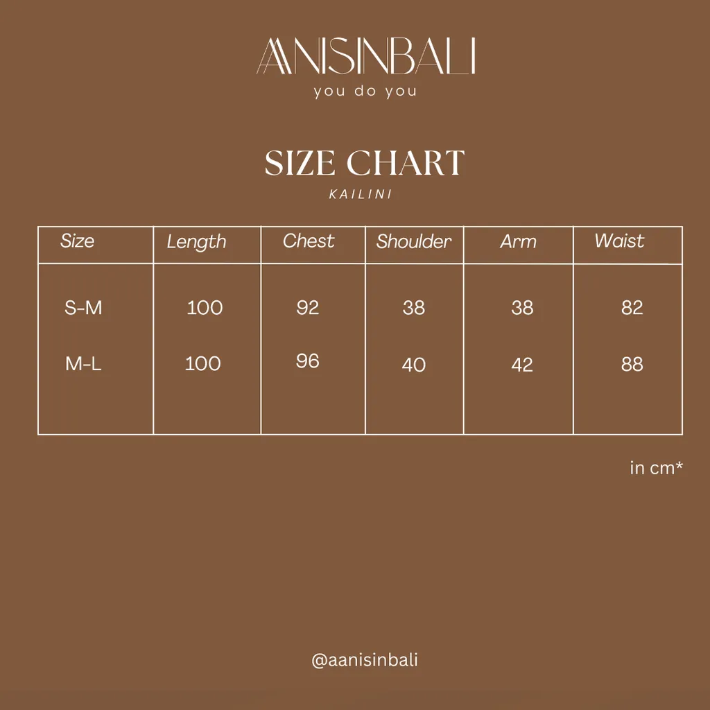 KAILINI SIZE CHART