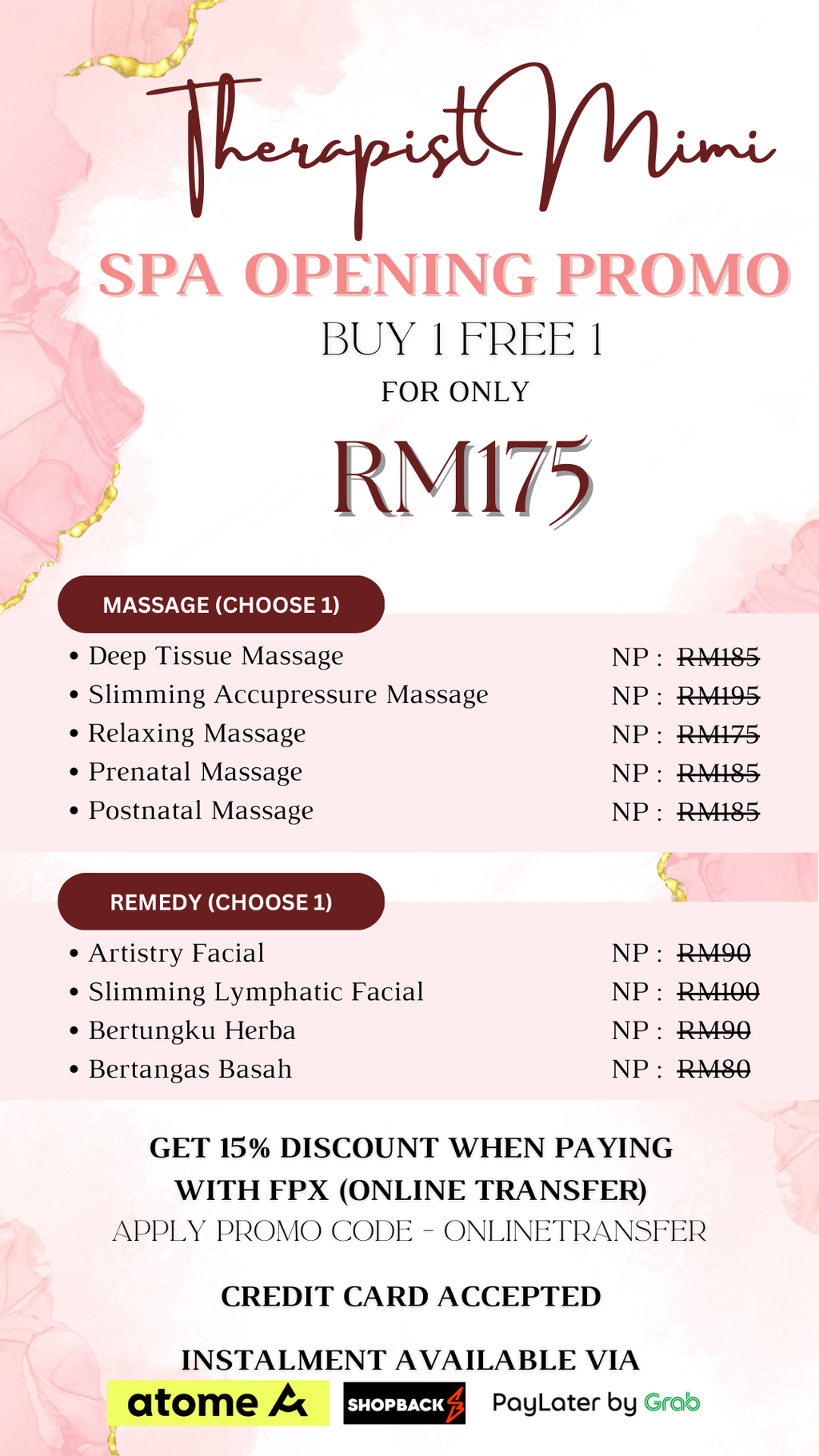 White And Pink Marble Beauty Price List Instagram Story