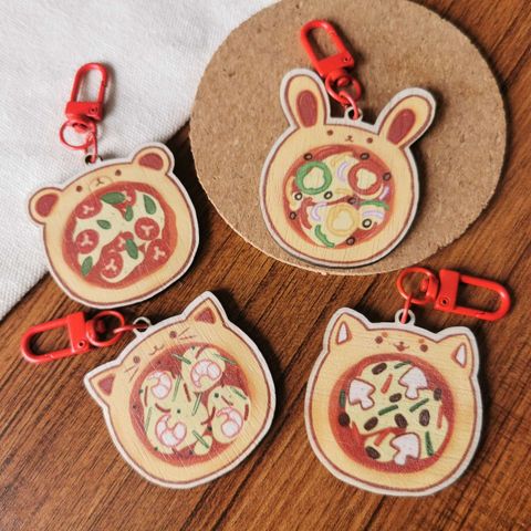 Pizza Wooden Keychains