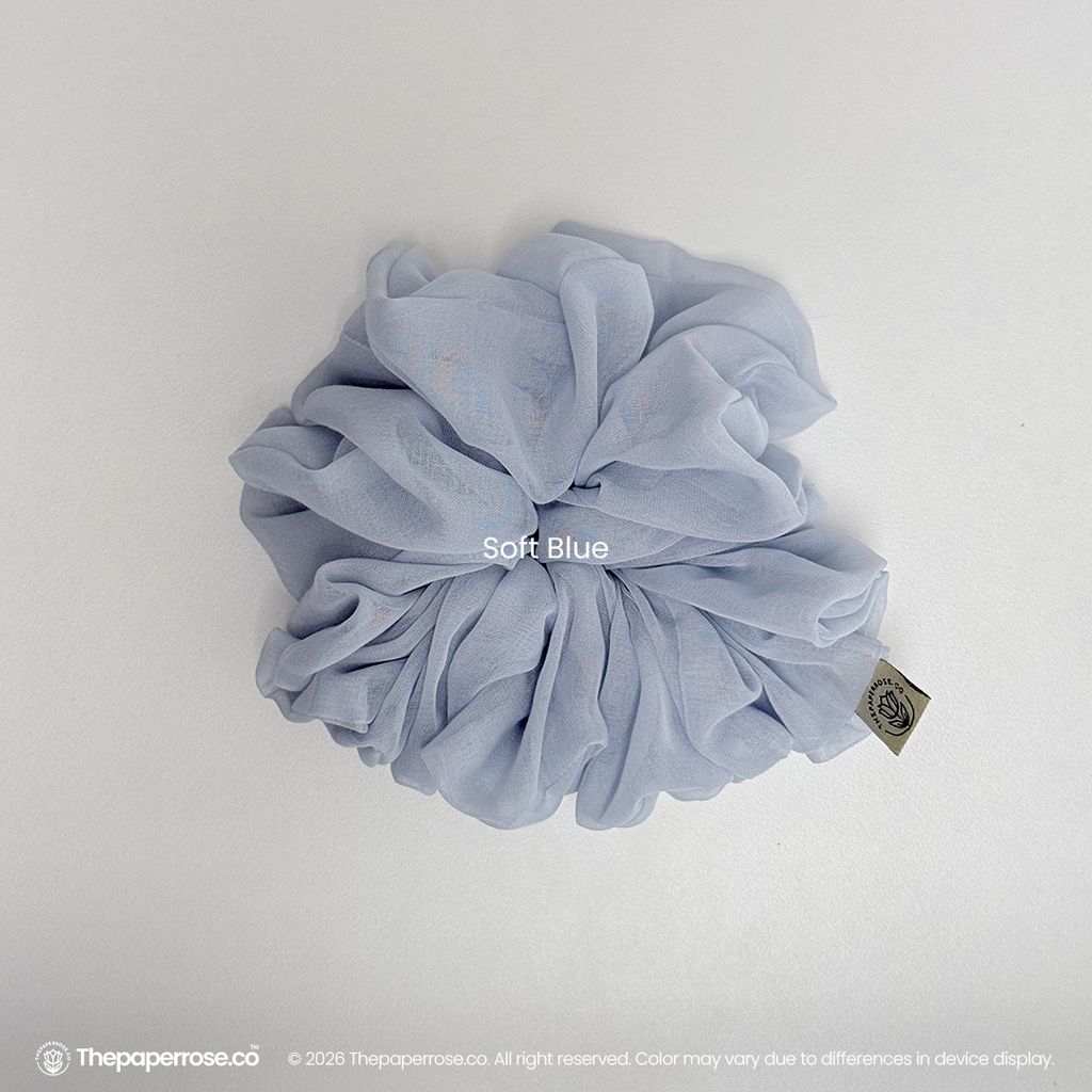 Soft Blue Cotton Scrunchies