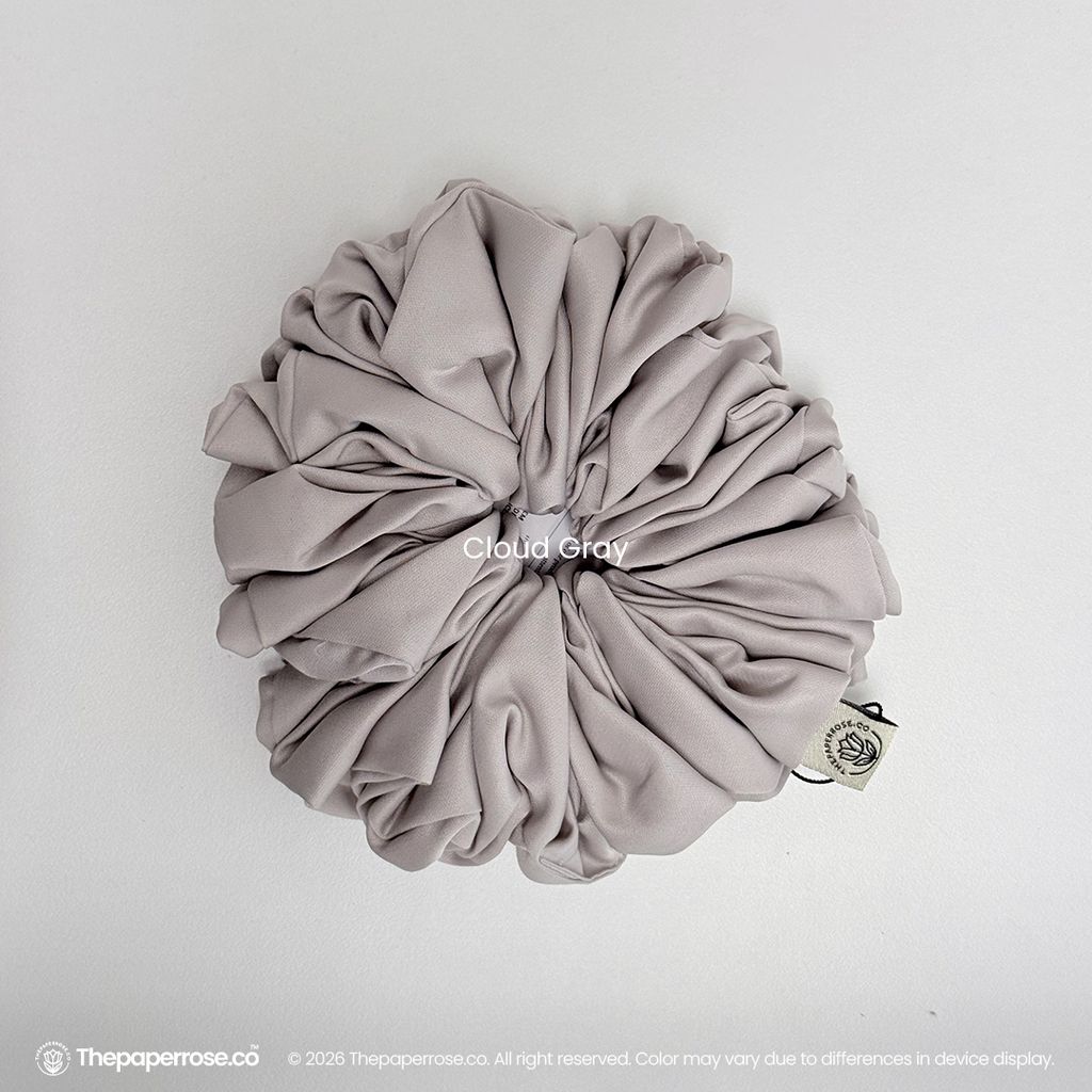Cloud Gray Satin Scrunchies