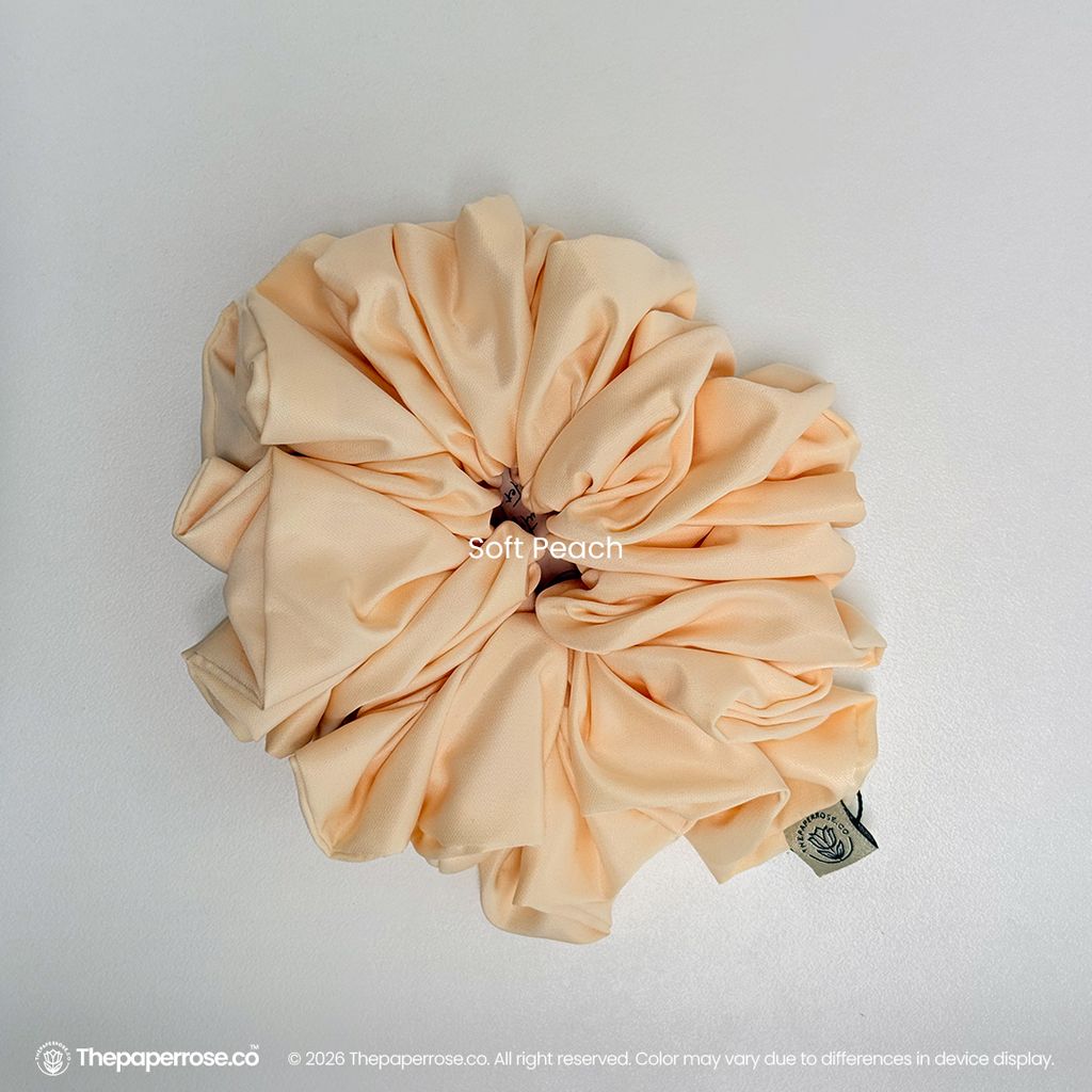 Soft Peach Satin Scrunchies