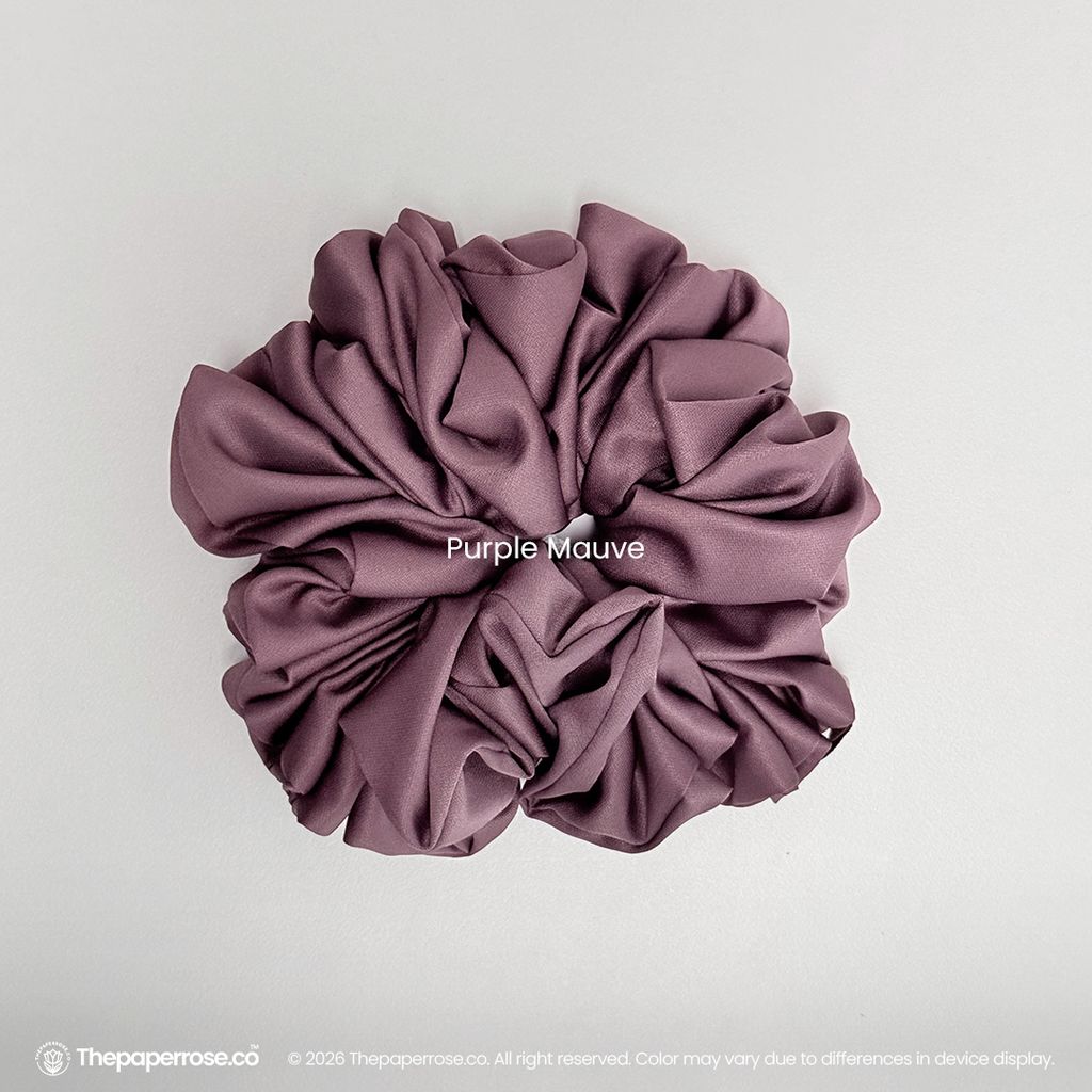 Purple Mauve Satin Scrunchies