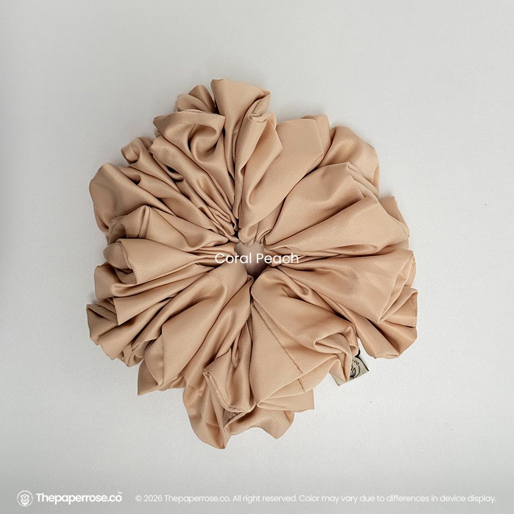 Coral Peach Satin Scrunchies