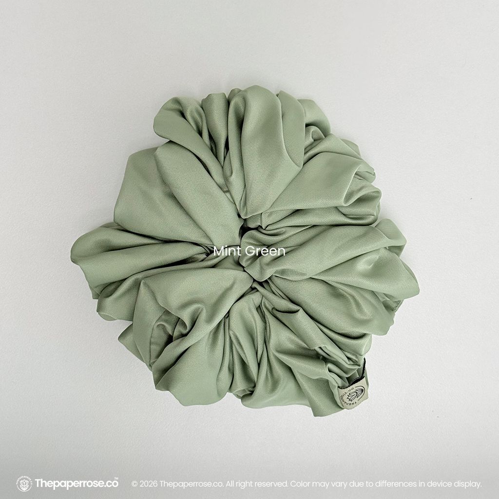 Mint Green Satin Scrunchies