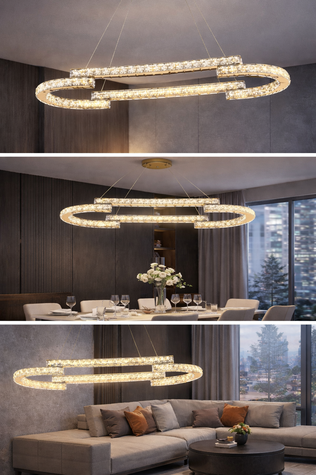 現代水晶雙環吊燈輕奢餐廳客廳主燈推薦AL60551