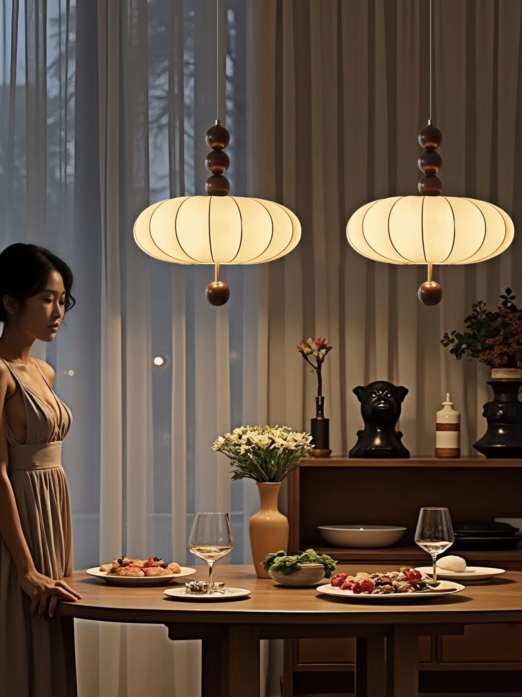 月影雅韻吊燈｜BA2049｜布藝吊燈實景展示 (6)