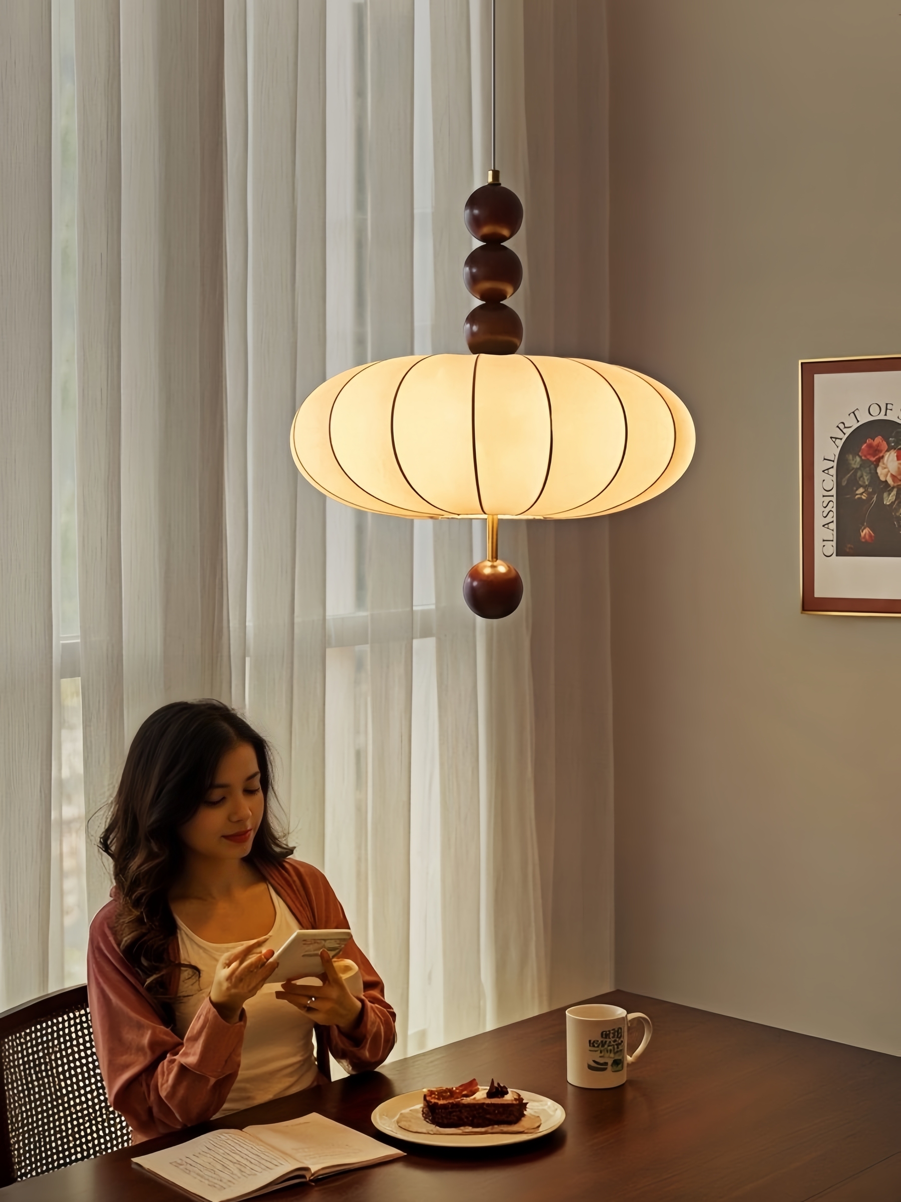 月影雅韻吊燈｜BA2049｜布藝吊燈實景展示 (4)