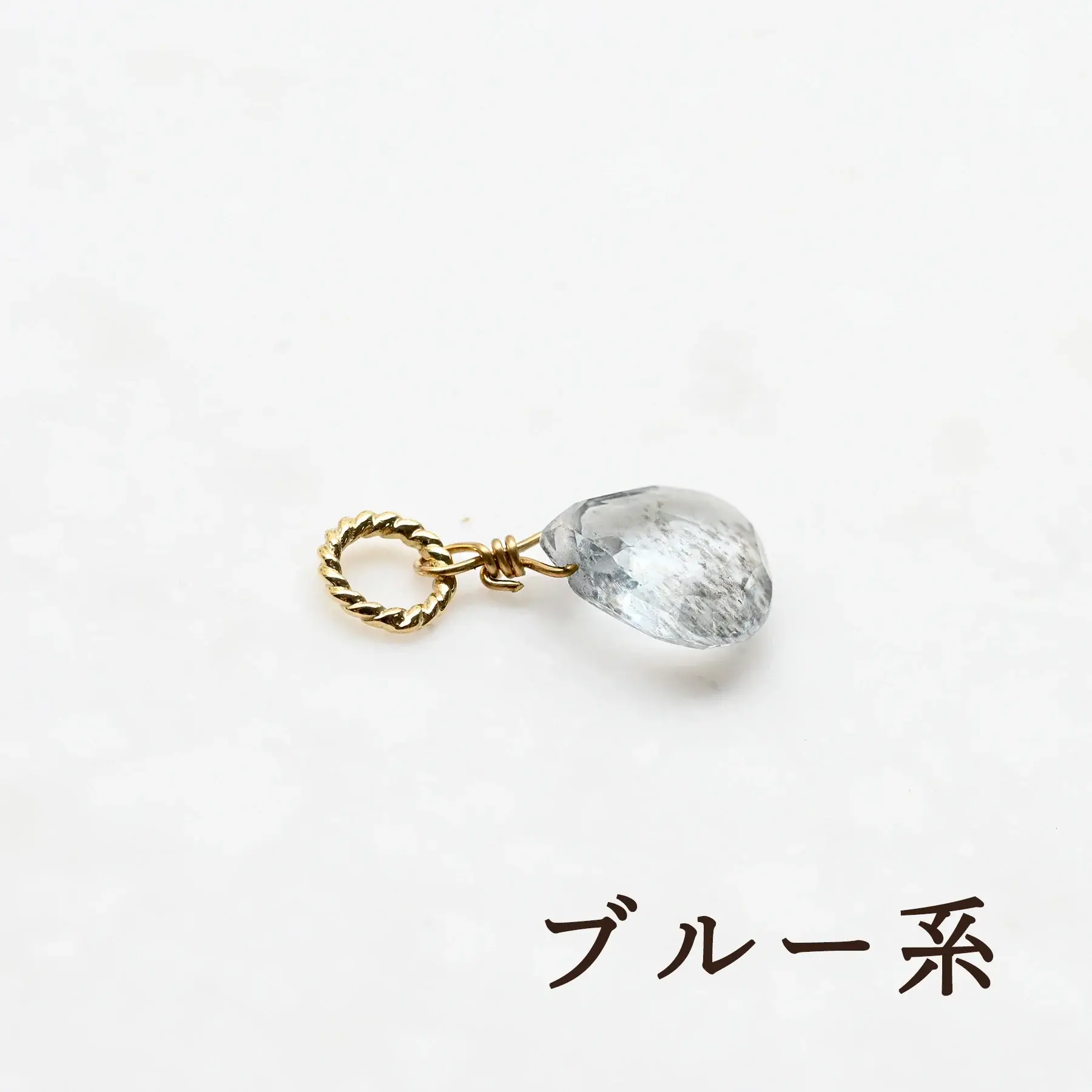 10K黃金苔蘚海藍寶石吊墜 -7