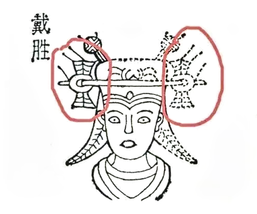 西王母雙勝佩白描圖