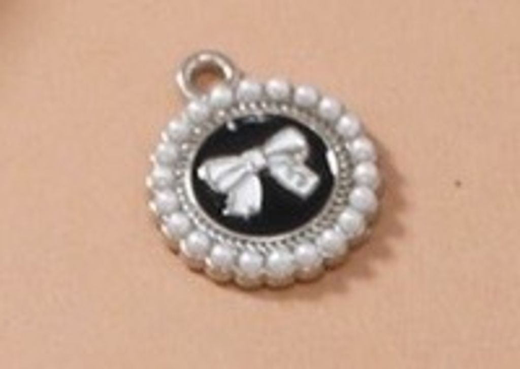 HJ-069珍珠黑底白蝴蝶結