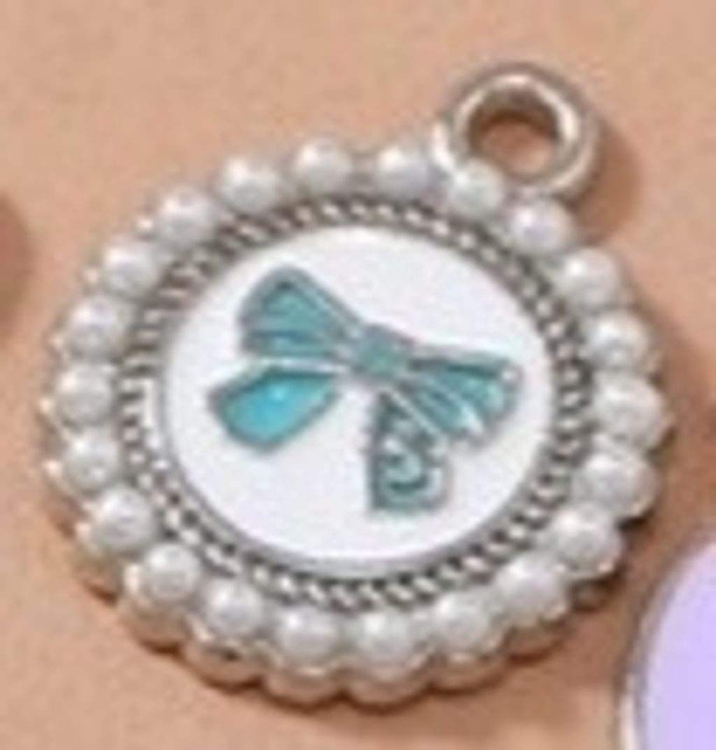 HJ-073珍珠白底綠蝴蝶結