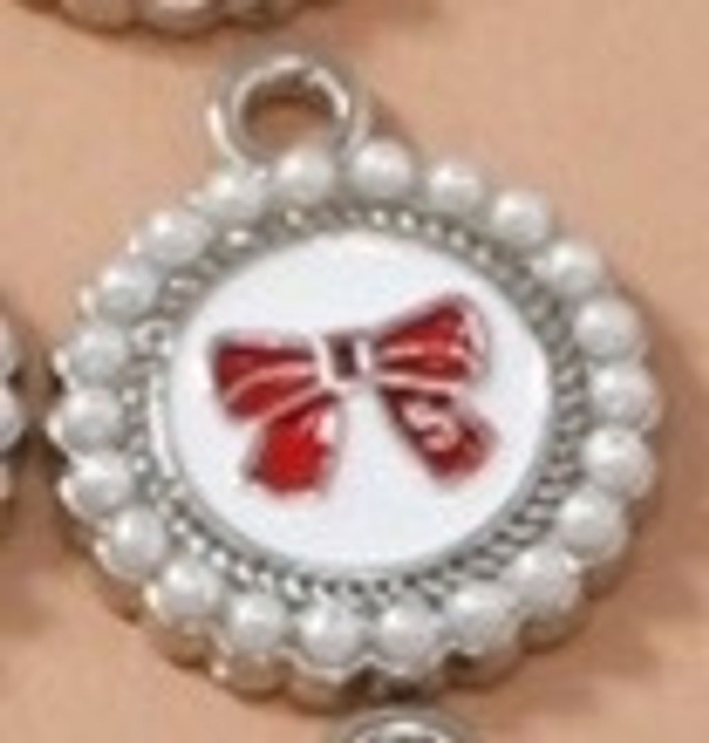 HJ-072珍珠白底紅蝴蝶結