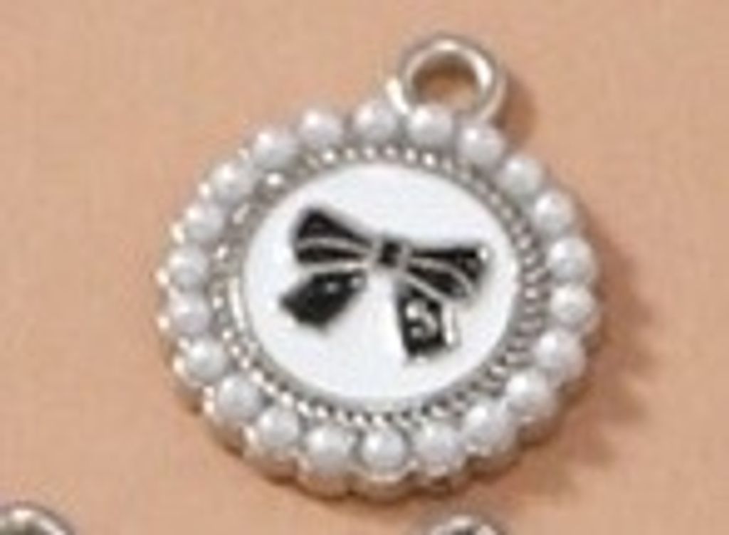 HJ-070珍珠白底黑蝴蝶結