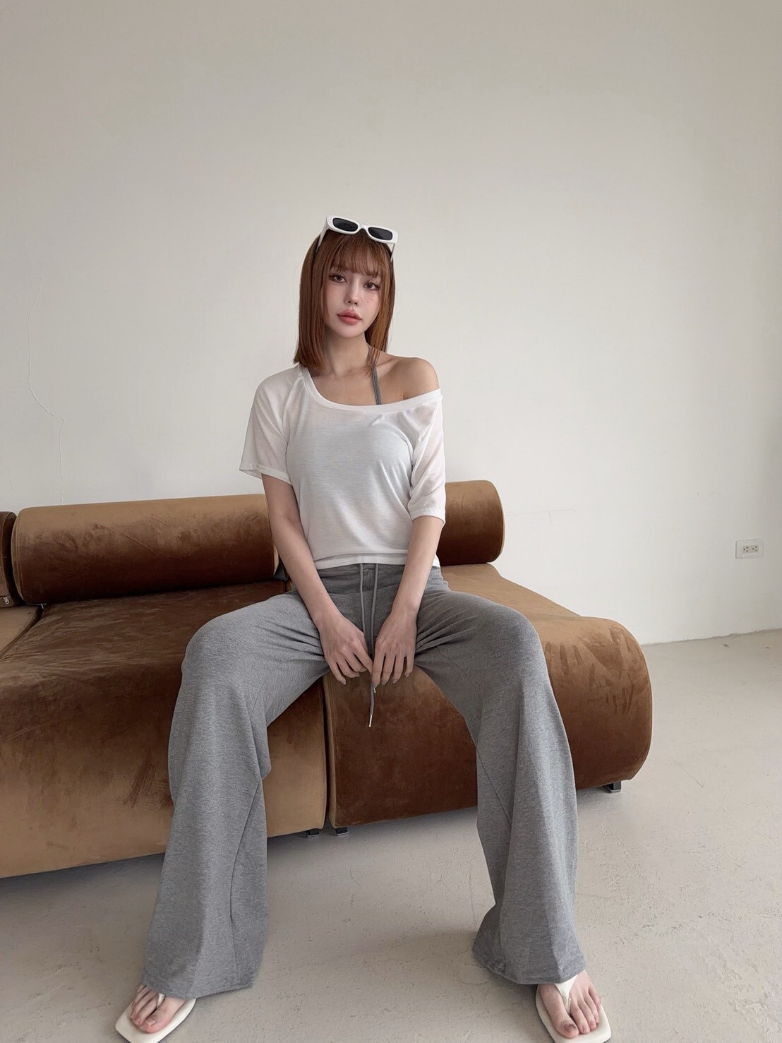 6051鬆弛感繞脖背心+抽繩長褲+外衣三件套 (5)