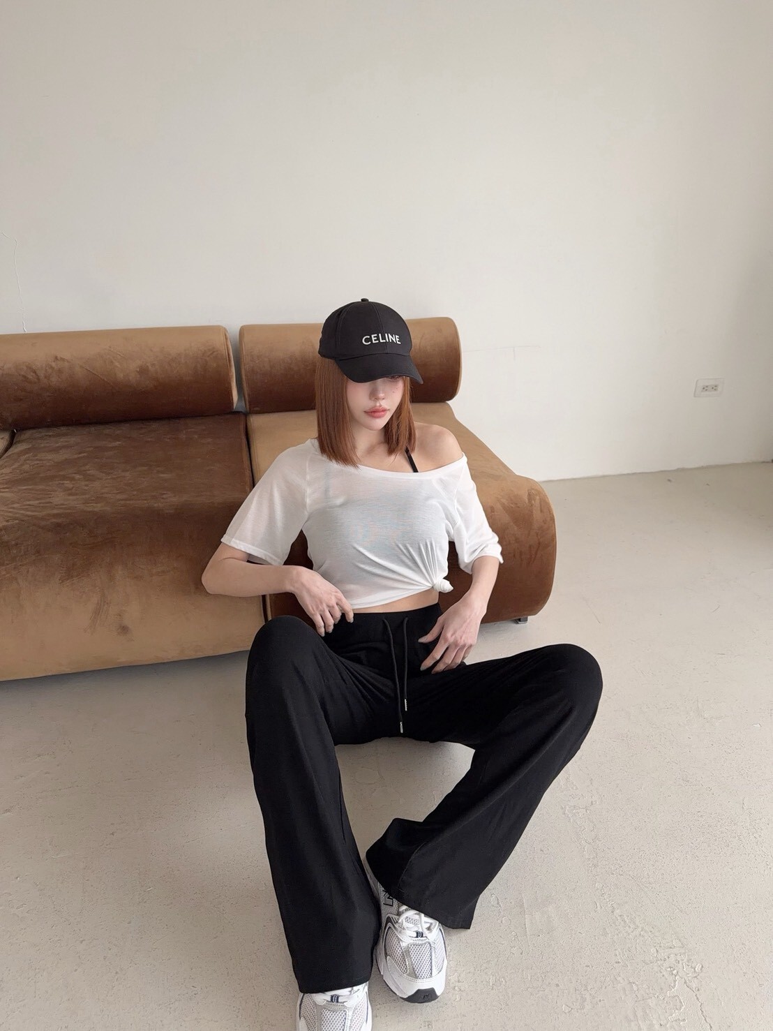 6051鬆弛感繞脖背心+抽繩長褲+外衣三件套 (9)
