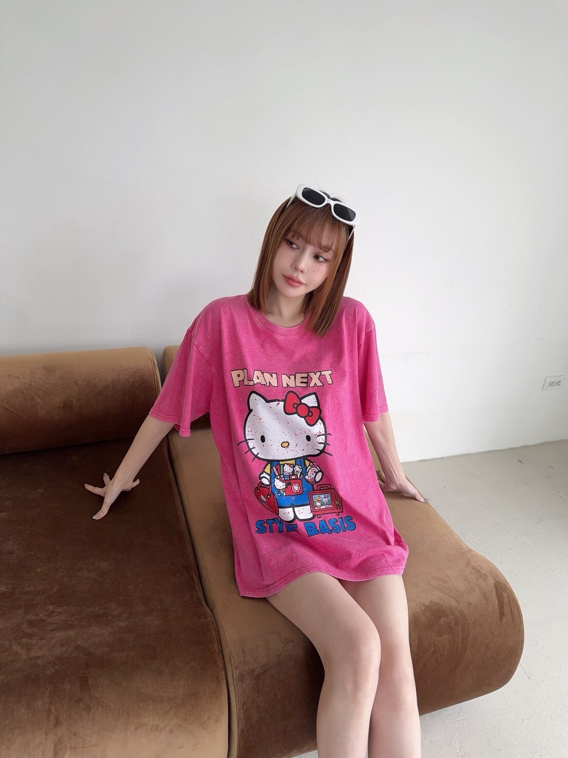 314巨Q kitty印花水洗長版T