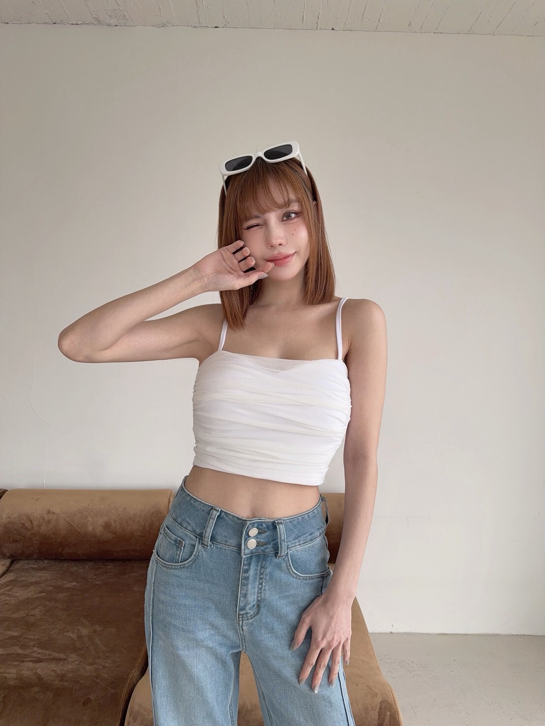 1233訂製款-細肩桃心領抓皺網紗bra top (5)