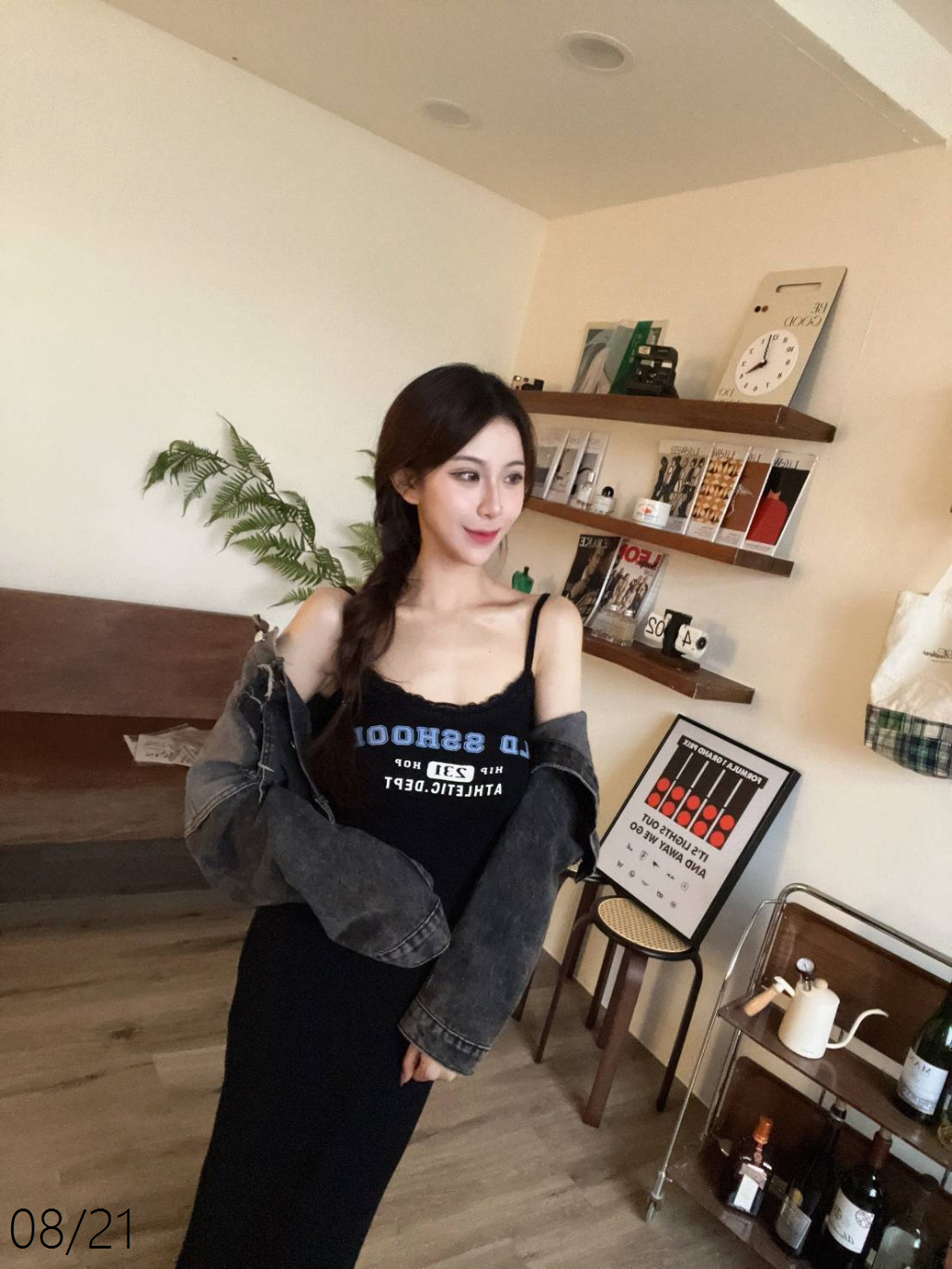 2730美式印花細肩長洋裝〈有胸墊〉 (3)