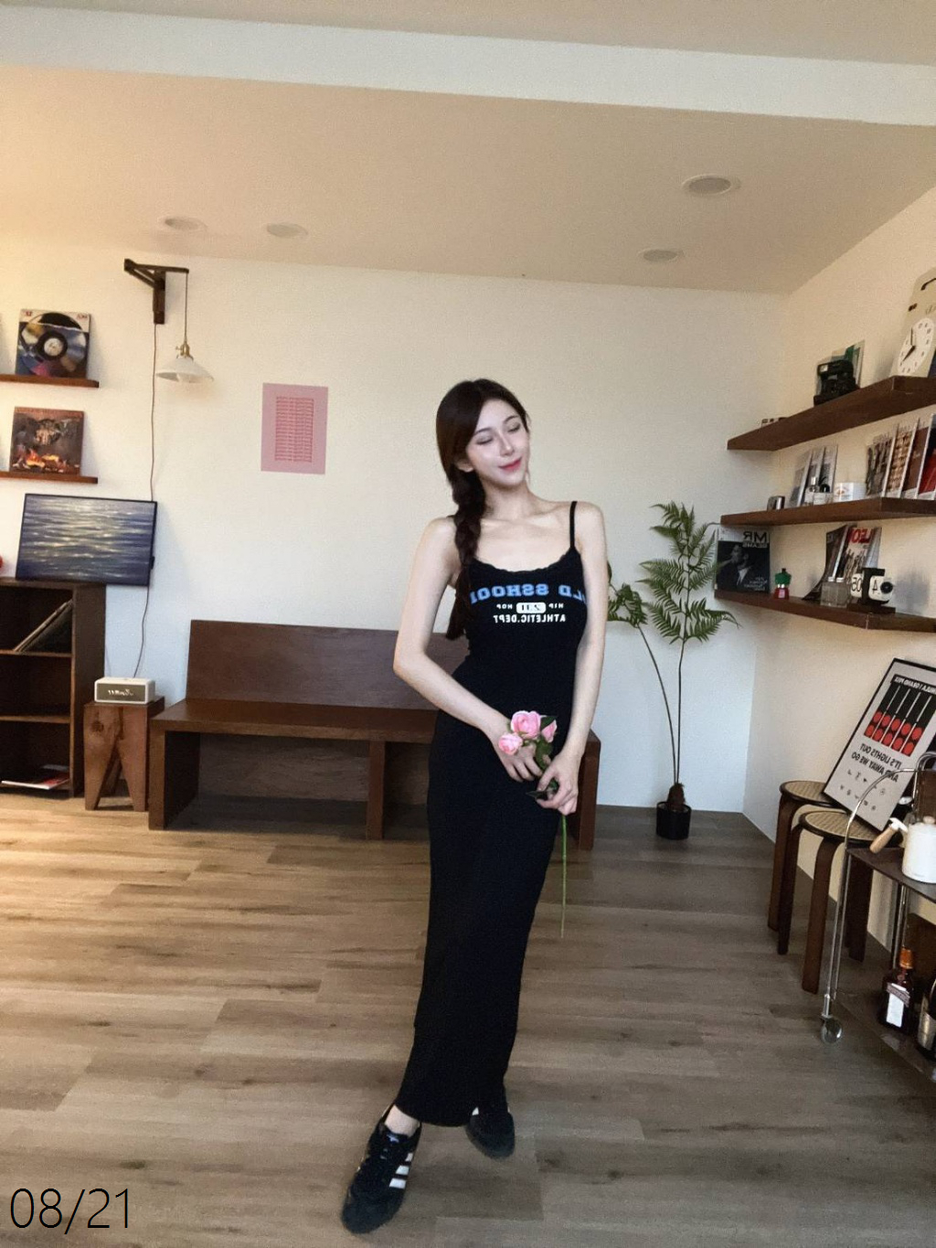 2730美式印花細肩長洋裝〈有胸墊〉 (2)