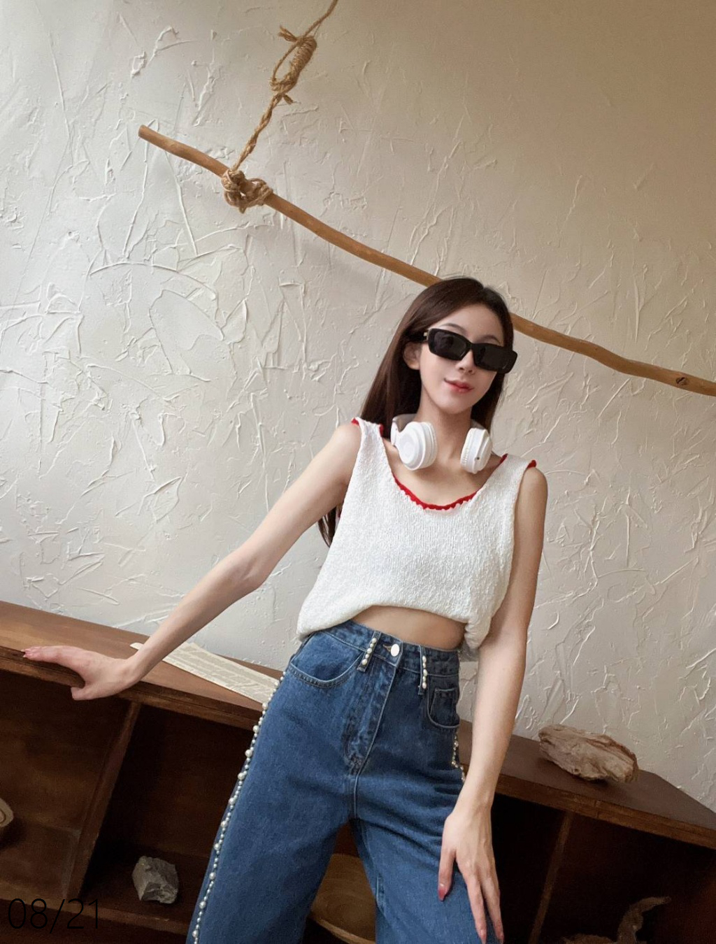 2722質感手勾撞色針織背心 (3)