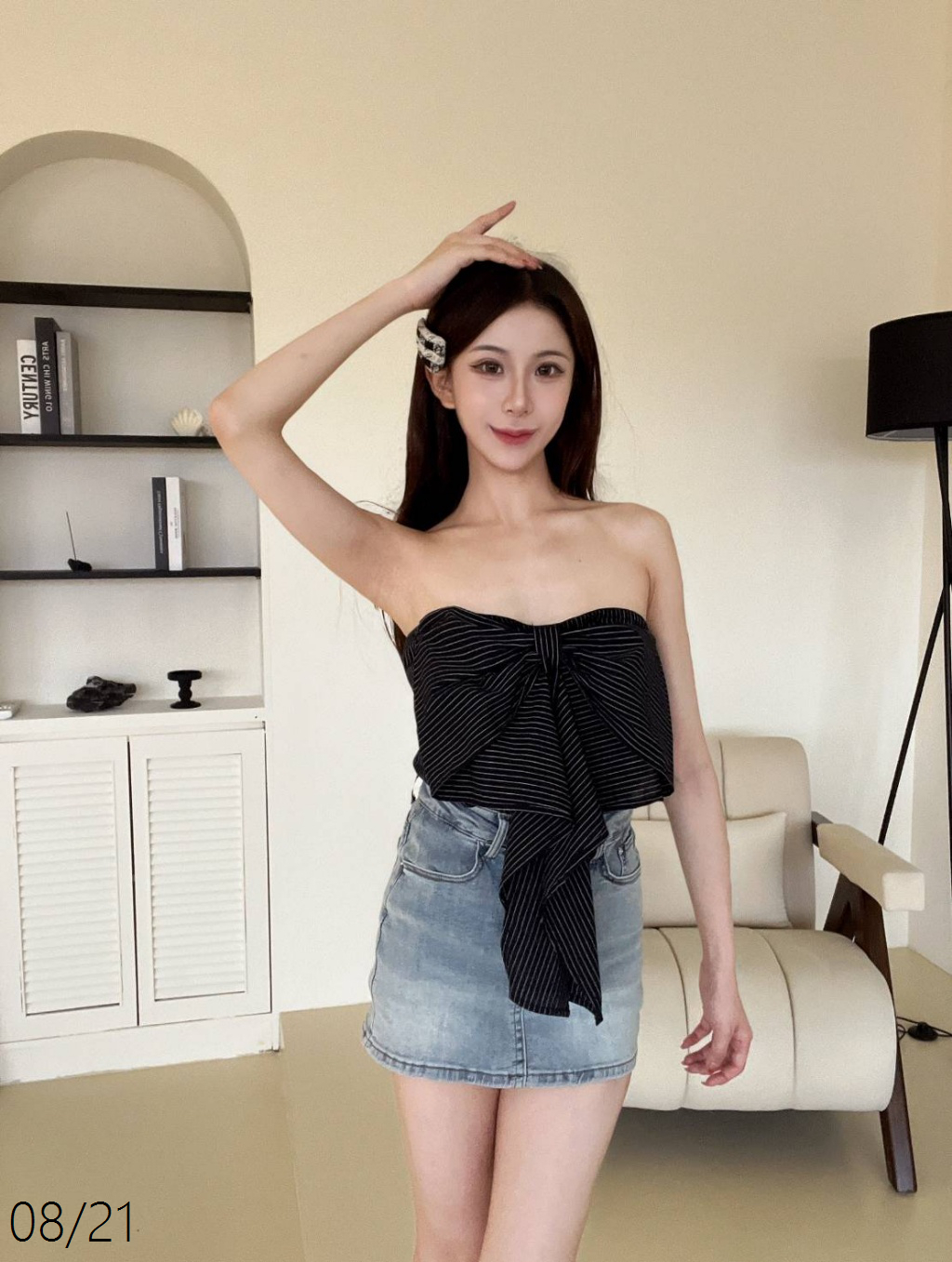 1273質感條紋裹胸上衣 (3)