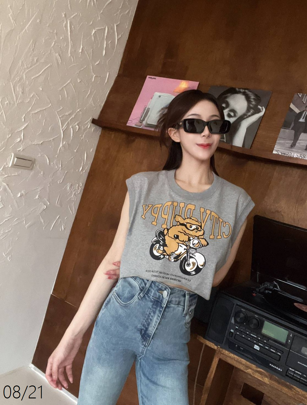 8009自訂款美式重机熊熊印花休閒T-shirt (4)