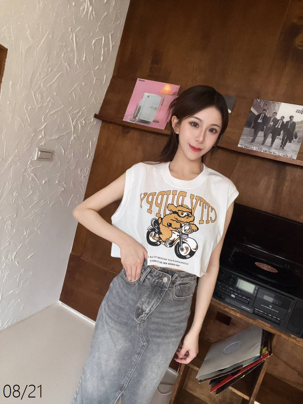 8009自訂款美式重机熊熊印花休閒T-shirt (3)