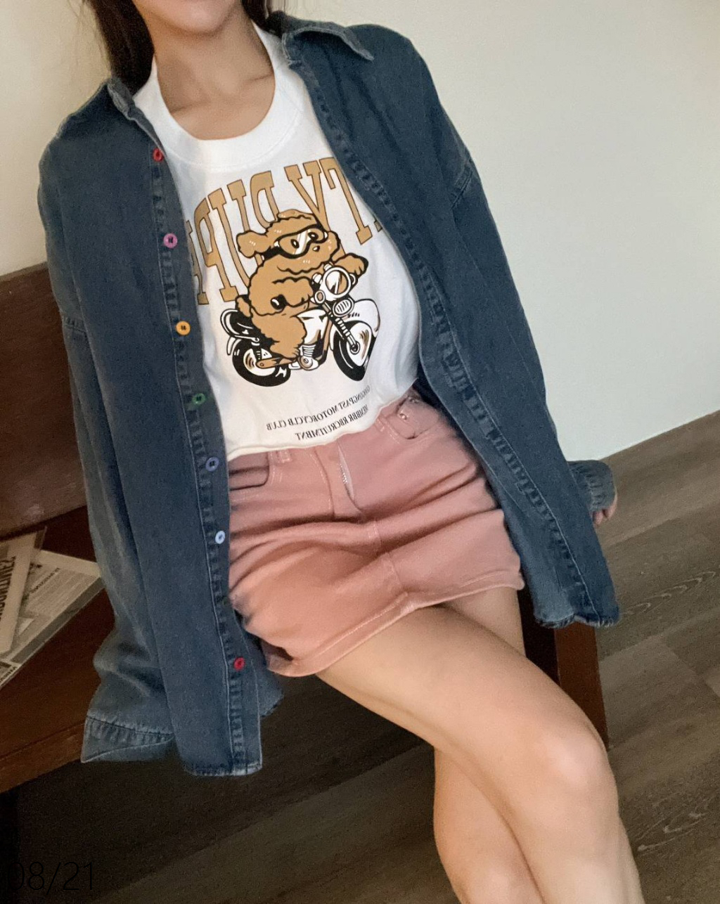 7540時髦彩釦牛仔襯衫