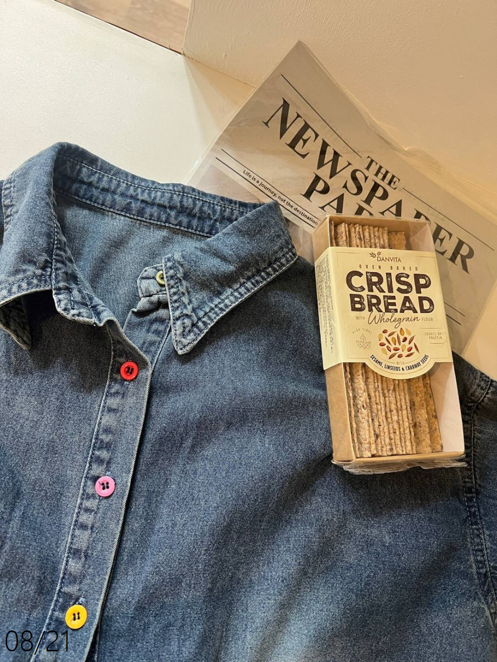 7540時髦彩釦牛仔襯衫 (4)