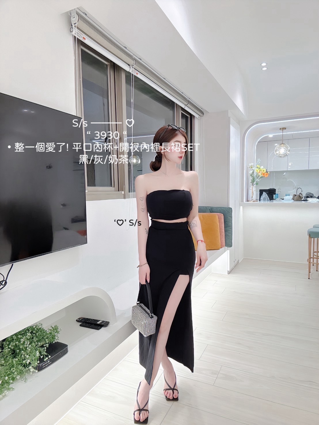 3930整一個愛了! 平口內杯+開衩內裡長裙SET (3)