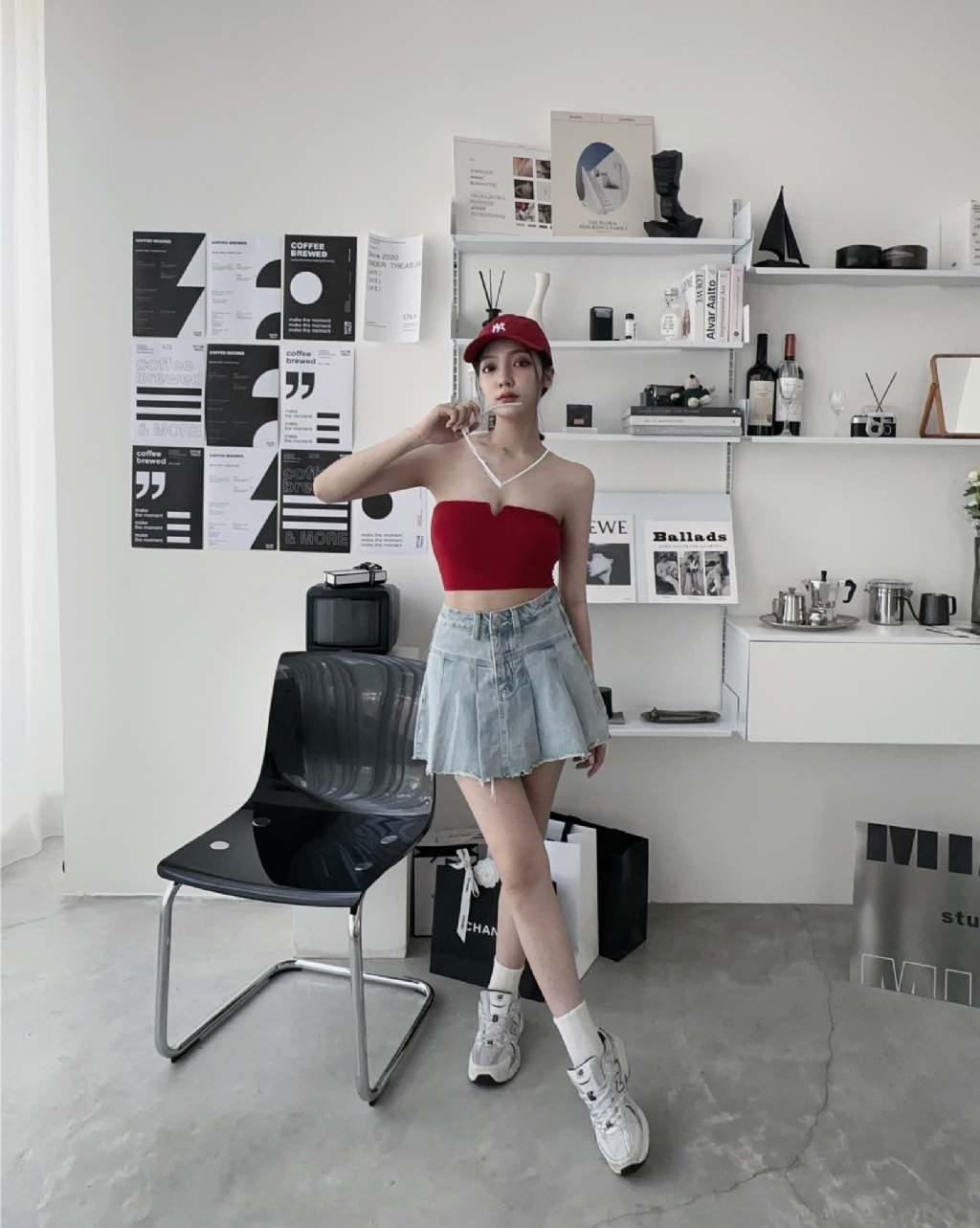 82889670『選品』歐美甜酷刷色牛仔百褶裙 (3)